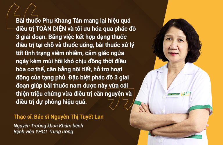 Bác sĩ Tuyết Lan đánh giá cao phác đồ điều trị của Phụ Khang Tán