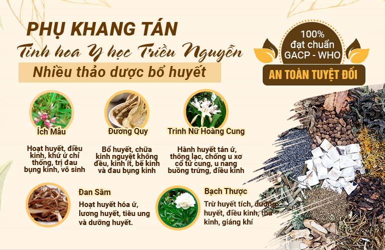 Phụ Khang Tán sử dụng nhiều thảo dược Bổ Huyết