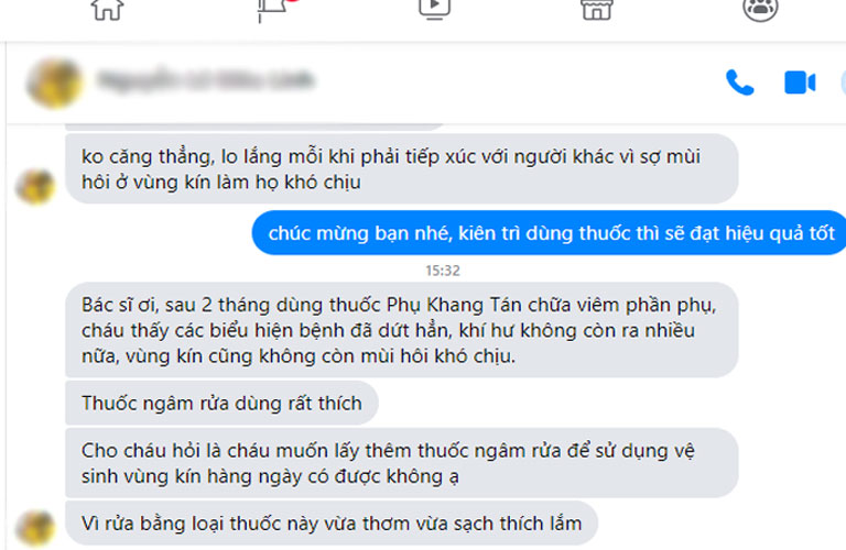 Sau khi điều trị với Phụ Khang Tán, hiệu quả đạt được rất tốt