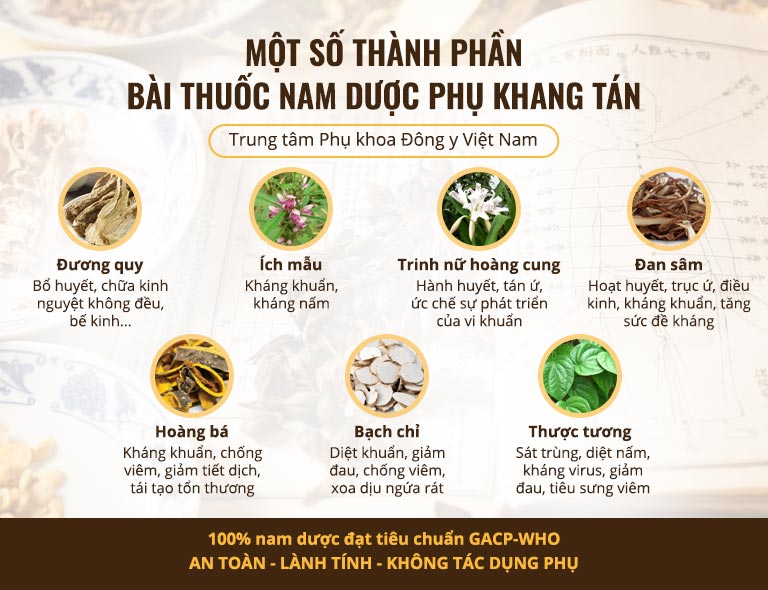 Các thành phần thảo dược dược tính cao có trong bài thuốc Phụ Khang Tán