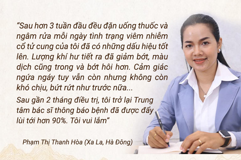 Chị Phạm Thị Hòa chia sẻ khi điều trị bằng Phụ Khang Tán