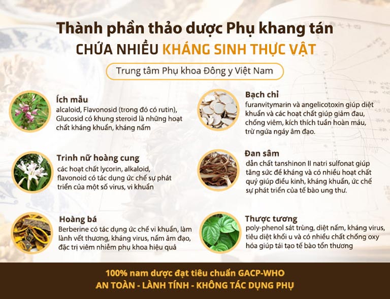 Phụ Khang Tán sở hữu nhiều kháng sinh thực vật