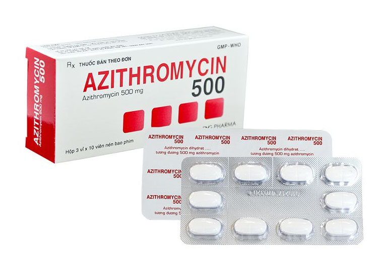 Thuốc kháng sinh trị bệnh dạng uống Azithromycin.