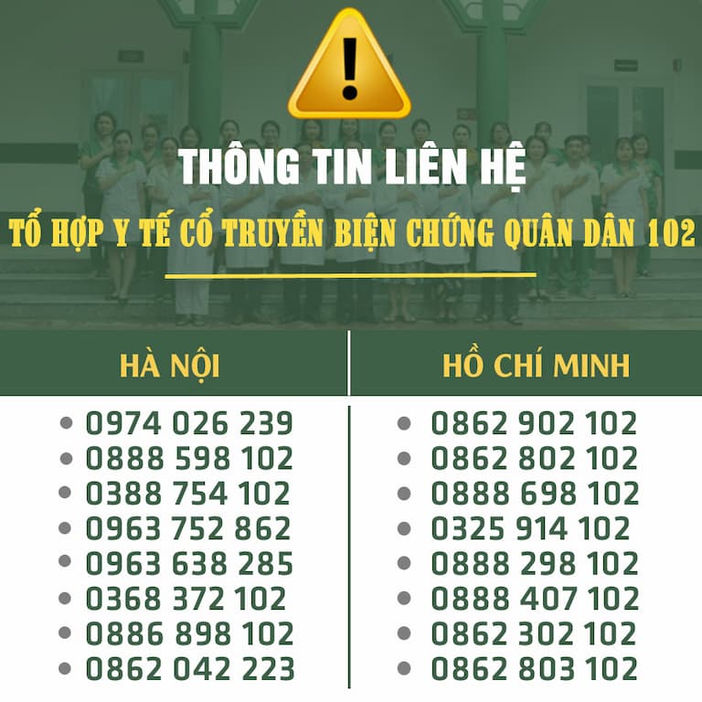 Tổng hợp hotline đang được sử dụng của Tổ hợp y tế cổ truyền biện chứng Quân Dân 102