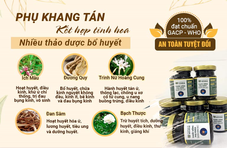 Phụ Khang Tán chứa nhiều thảo dược Bổ Huyết, điều trị rong kinh hiệu quả