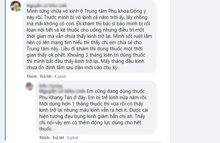 Người bệnh phản hồi về công dụng xử lý rối loạn kinh nguyệt của bài thuốc Phụ Khang Tán